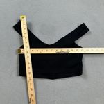 Solemio Crop Top M Black Off Shoulder Sleeves V Neck Ruched Tank Top Photo 2