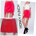Honey Punch Lace Up Soft Velvet Pink mini Skirt size S Photo 1
