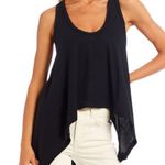 Free People Sing La La Trapeze Tank Top Black Handkerchief Hem Size Small NWT Photo 0