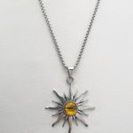 Sun Eyes Pendant Necklace for Men Women Streetwear Punk Hip Hop Unisex Style Silver Photo 1