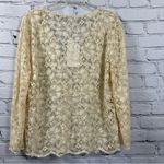 ZARA Women’s Lace V-Neck Sheer Top Floral Pullover Long Sleeves Cream L NWT Photo 1