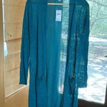 J.Jill NWT Linen Blend Knit Cardigan Mediterranean Teal Size Small Photo 2