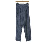 American Eagle  Paperbag Pants Womens S Blue Plaid High Rise Tapered Cotton Linen Photo 1