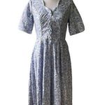 Laura Ashley  80’s Vintage Blue Floral Midi Dress Size Small / Vintage 10 NWOT Photo 2