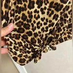 Chico's  tunic top‎ leopard print crewneck tie front slouchy. Large Photo 3