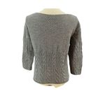 TSE  Steel Melange Gray Knit Boatneck 100% Wool Sweater 3/4 Sleeves Small Photo 2