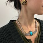 Vintage NAVAJO Native American Turquoise Silver Leaf Necklace/Choker Photo 1