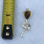 Classic Sterling Silver Snake Pendant With Baltic Amber Stone And Looping Tail Photo 3