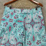 Peter Millar  Women’s Capri Pants Golf Mid Rise Paisley Multicolor in Blue Pink 8 Photo 2