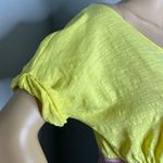 Chelsea & Violet Short Sleeved Dress Yellow and Gray Embroidered Flowers Large Photo 2