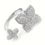 Silver Color Shiny Flower Design Zirconia Ring for Women Daily Wear. Photo 2