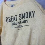 NEW boutique Great Smoky Mountains pastel yellow terry cloth sweatshirt Medium Photo 2