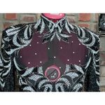 dress 100% silk beaded sheer bust high collar black white Size 10 Photo 5