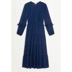 SUNCOO Paris Robe Corinne Midi Dress Royal Blue Embroidered Buttons Size T3 L Size L Photo 2