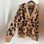 Kittenish  Tan & Black Cardigan Leopard Print Knit Cardigan Size M/L Photo 5