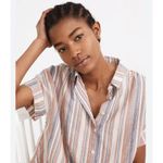 Madewell Linen Blend Hilltop Rainbow Stripe Short Sleeve Button Down XXS Photo 16