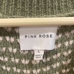 Pink Rose  Green and White Women's Sweater sz Large Photo 4