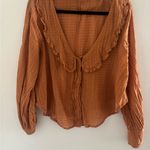 Carly Jean Los Angeles  Ruffled Blouse - Tan Photo 0