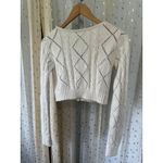 PacSun  John Galt Cream Agnes Chunky Corded Rib Sweater Pointelle Crop Cardigan Photo 4