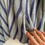Free People  Circle Back Cardigan Blue XS Striped Draped Knit Sweater Photo 7