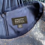 Adrianna Papell 🛍️ Ink Navy Blue Jersey Sequin Dress Gown Side Slit Size 14P Photo 7