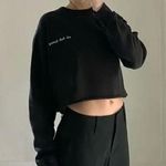 Brandy Melville Nancy ‘Uh Huh Honey’ Cropped Cut Off Sweatshirt Black One Size Photo 0