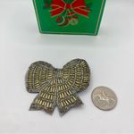 Vintage Avon “All That Glitters” Sequin Bow Tie Pin (1988) with Original Box Silver Photo 1