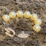 Vivienne Westwood  large pearl bracelet with encrusted lock and silver logo Photo 2