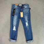 Angel Kiss Pearl Detail Destructed Rolled Cuff Skinny Jeans Blue Juniors 5 Photo 14