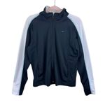 Nike Vtg 90s Black White Blue Full Zip Mock Neck Mesh Athletic Jacket Women's XL Photo 0