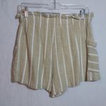 Lush Clothing Lush Striped Taupe Cream Linen Casual Shorts Beach Vacation Size Small Photo 2
