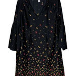 Old Navy Dress Size Small Black With Roses Womens Flared Sleeves Polyester Photo 0