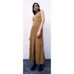 ZARA  Knit Tan Scoop Neck Maxi Slip‎ Lined Tank Dress Size L Photo 1