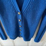 Everly for Francesca’s Cobalt Blue Long Sleeve Sweater Wool Blend Cardigan Small Photo 4