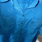 Allison Daley Cute  Shirt Womens Teal Shiny Sheer Collared Button Up Top-Size 2xl Photo 4