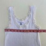 Brandy Melville  White Ribbed Lace Trim Tank Top One Size Photo 3