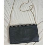 Vintage Bon Goût 70s Velvet Logo Crossbody Gray Black Silver Chain Leather Photo 5