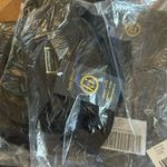 Kathy Ireland  BLACK solid Print Chiffon Tie Front Swim Topper S Photo 1