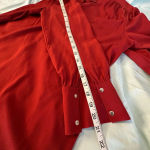 1. State Women’s Burnt Orange/red Long Sleeve Mandarin Collar Blouse. V Cutout. Cuffed. Photo 7