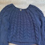 Free People  Womens Sandre Navy Knit Long Sleeve Pullover Sweater Size Small Photo 6