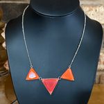 Vintage Geometric Orange and Pink Triangle statement gold tone necklace Photo 0
