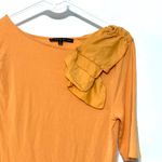 Antonio Melani  orange ruffled shoulder small 3/4 sleeve stretch material blouse Photo 1