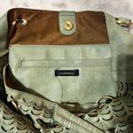 Anthropologie Beach Front Tote Bag Perforated Cut Out Faux Leather Green Photo 5