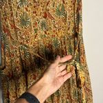 April Cornell Midi Dress Sleeveless Fall Butterfly Cottage Peasant Gauzy Pocket Gold Size L Photo 7