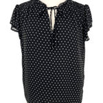 CeCe Black White Polka Dot Blouse Flutter Sleeve Size Medium Photo 0