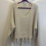 Young Fabulous and Broke Oversized Distressed Sweater - Women Size M/L - Cream Photo 0
