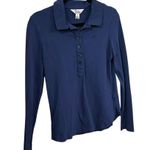 Lilly Pulitzer Navy Long Sleeve Pique Polo Supima Cotton Size Medium Blouse. Photo 1