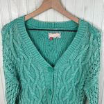 Anthropologie  Pilcro Cable Knit Cardigan Sweater Mint Green Women's Size XS Boho Photo 4
