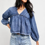 Free People ❤️ charlotte denim blouse Photo 0