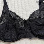 Via Del Amore 38DD Black Bra Underwire Unlined Flower Accent On Shoulder Size undefined Photo 1